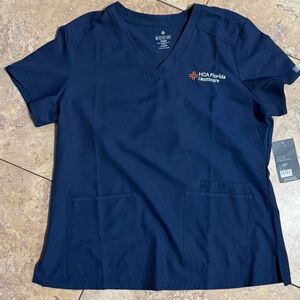 Med Couture Navy Scrub Top with Logo